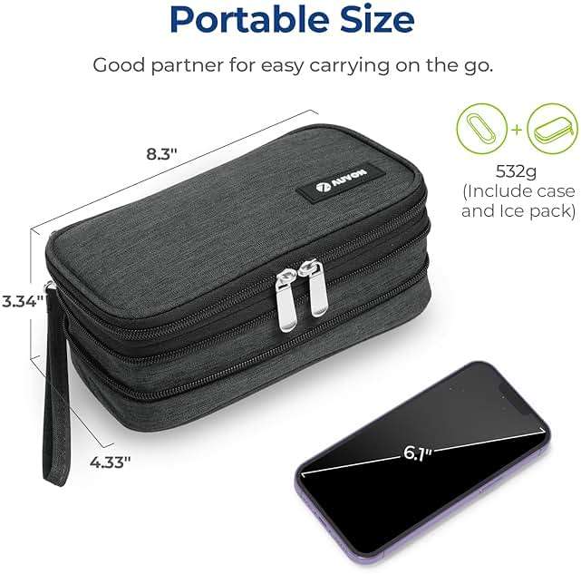 AUVON Expandable Insulin Cooler Travel Case with 2 × 180g Ice Packs, 10-12.5H Cooling Time for Flights & Road Trips, Portable Insulated Diabetic Cooler Bag for Insulin Pens & Essential Supplies - Image 8