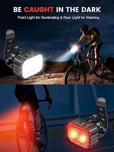 Cuvccn Bike Lights Super Bright, Rechargeable Bicycle Lights Set Multiple Modes, Waterproof Bike Lights for Night Riding/Cycling Safety, Front and Back Bike Reflectors Light, Long Battery Life - Image 2