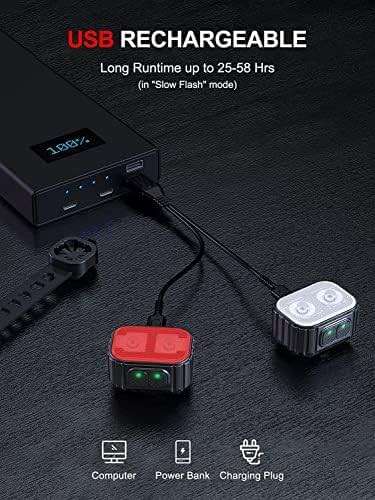 Cuvccn Bike Lights Super Bright, Rechargeable Bicycle Lights Set Multiple Modes, Waterproof Bike Lights for Night Riding/Cycling Safety, Front and Back Bike Reflectors Light, Long Battery Life - Image 4