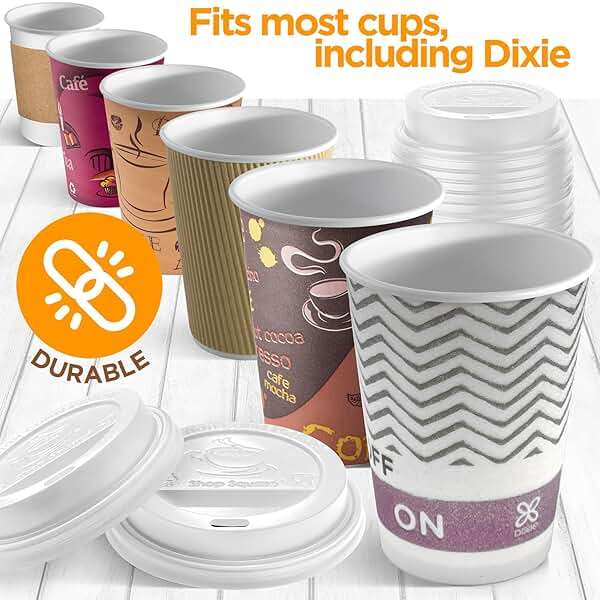 (500-Pack) Coffee Cup Lids - Disposable Coffee Lids for 8, 10, 12, 16, 20, & 24 oz Paper Cups, Dome for To-Go Beverages, Expresso, Tea, Hot Chocolate - White - Image 3