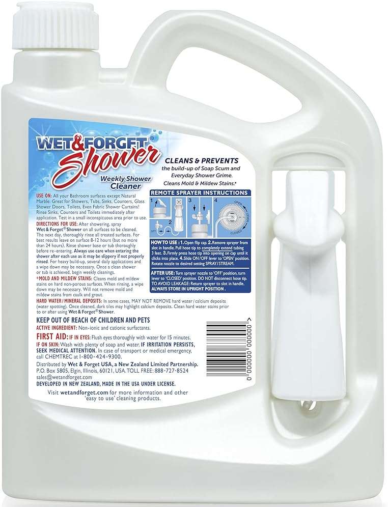 Wet & Forget Shower Cleaner Spray Multi-Surface Weekly Application Requires No Scrubbing, Bleach-Free Formula, Ready to Use, Fresh Scent, 3 Months of Cleaning, 64 Fluid Ounces, 1 Pack - Image 3