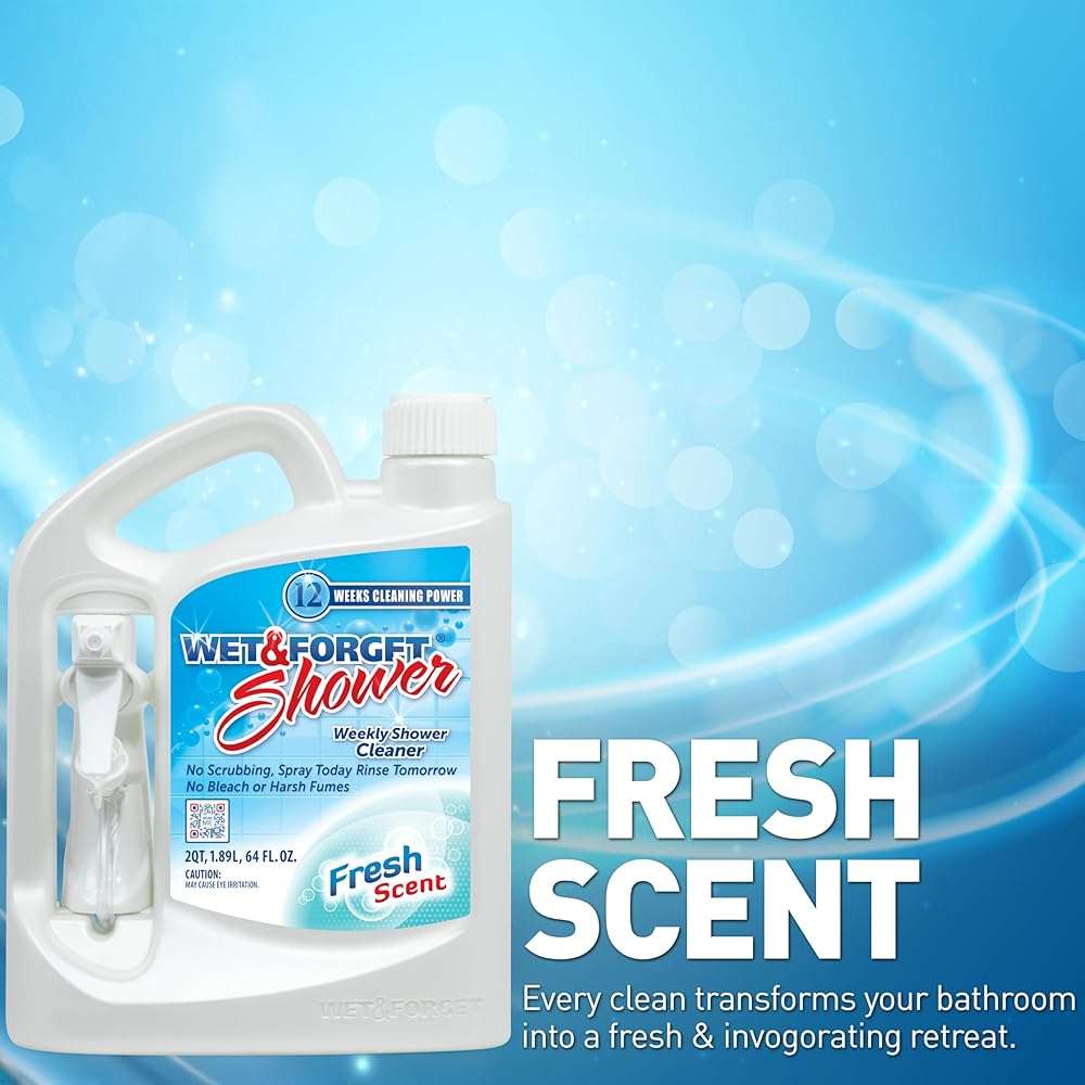 Wet & Forget Shower Cleaner Spray Multi-Surface Weekly Application Requires No Scrubbing, Bleach-Free Formula, Ready to Use, Fresh Scent, 3 Months of Cleaning, 64 Fluid Ounces, 1 Pack - Image 5
