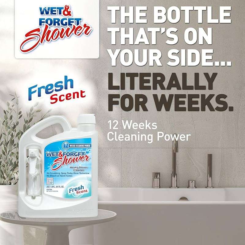 Wet & Forget Shower Cleaner Spray Multi-Surface Weekly Application Requires No Scrubbing, Bleach-Free Formula, Ready to Use, Fresh Scent, 3 Months of Cleaning, 64 Fluid Ounces, 1 Pack - Image 10