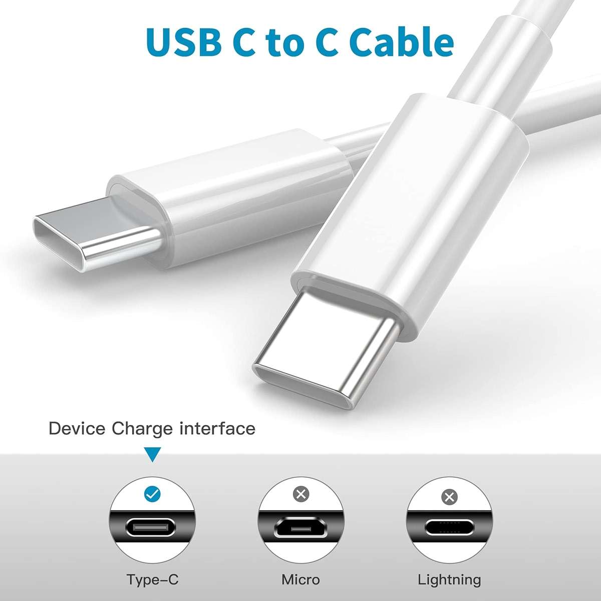 USB C to USB C Charging Cable for Apple iPhone 17/16/15 Charger Fast 6ft Long USBC to USB-C Power Cord for iPhone 17/16 Pro/Pro Max/Air, MacBook Air 13 inch/IPad Pro/Air/10th/4/5 Type C 2Pack 6 ft 60W - Image 3