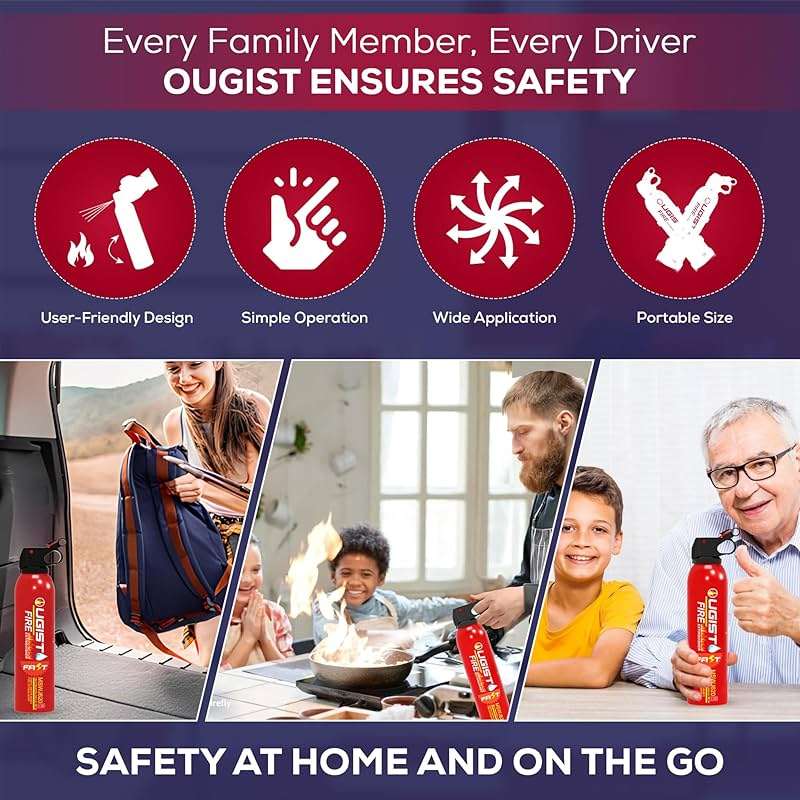 Multipurpose Fire Extinguisher (4 Pack, 21oz Each) with Wall Mount Bracket, Water-Based Foam No Residue, for Kitchen Grease & Electrical Fires, Portable Small Extinguisher for Home, Vehicle & Office - Image 7