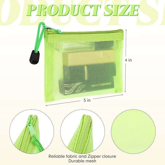 Jexine 24 Pcs Mini Zipper Mesh Bags Lipstick Cosmetic Accessories Organizer Nylon Makeup Zipper Pouch Small Cosmetic Bag for Purse Beauty Mesh Travel Pouch for Women(5 x 4 Inch,Bright Color) - Image 3