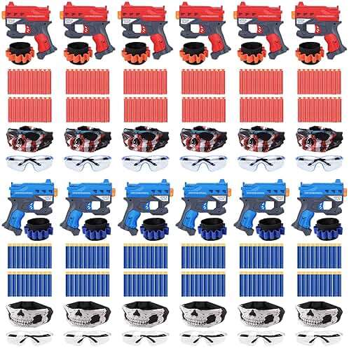12 Pack Blaster Guns Boys Toy, Party Favors Compatible with Nerf Birthday Party,Easter Basket Stuffers Hand Gun Toys Party Supplies for 3,4,5,6,7,8,9 Years Kids - Image 1