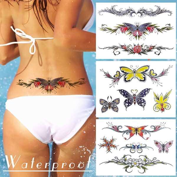 Aivoch 8 Sheets Belly Tattoos Stickers Temporary Fun Waist Cover Scar Female Tattoo Waterproof for Female Women and Girls - Image 2