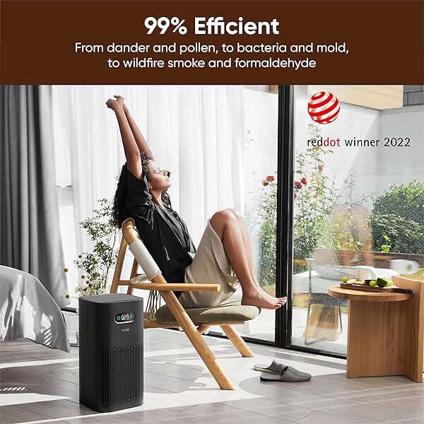 Wyze Air Purifier with Allergen Filter(Standard), for Home Large Room, HEPA 13, 21db Quiet Sleep Mode, 550 sq ft, Remove 99.97% Pet Hair, Pollen, Dust, Dander, Smoke, Smart WiFi Alexa Google, Black - Image 4