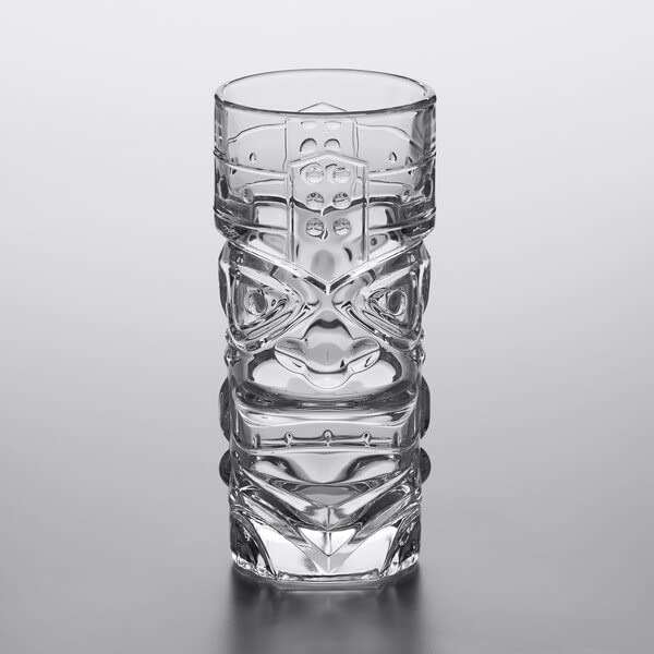 SHUVAR BAZAR Tiki Glasses 14 oz. Clear Totem Texture, 4 Pieces, Tropical Style Novelty Glasses, Hawaii Bar Style, Modern Bar Party Set With Picks (Totem 14 oz) - Image 5