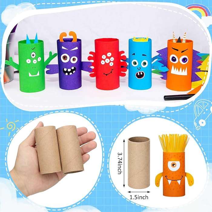 Henoyso 100 Packs Cardboard Tubes for Crafts, Thick Toilet Paper Rolls Empty for Kids Classroom Projects End of School Year Crafts Mother's Day DIY Gift Supplies (1.57 x 3.74 Inch,Brown) - Image 2