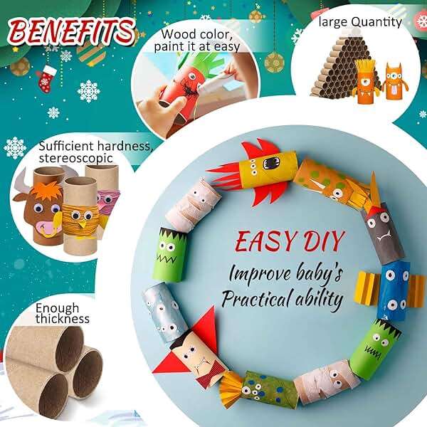 Henoyso 100 Packs Cardboard Tubes for Crafts, Thick Toilet Paper Rolls Empty for Kids Classroom Projects End of School Year Crafts Mother's Day DIY Gift Supplies (1.57 x 3.74 Inch,Brown) - Image 4
