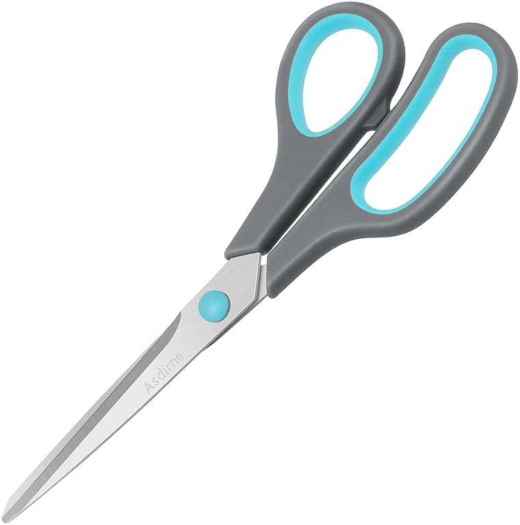 Asdirne 8.5" Scissors, Stainless Steel Blades, Soft Grip Handle, Suitable for Households,Offices and Schools, All Purpose, Blue/Grey - Image 1