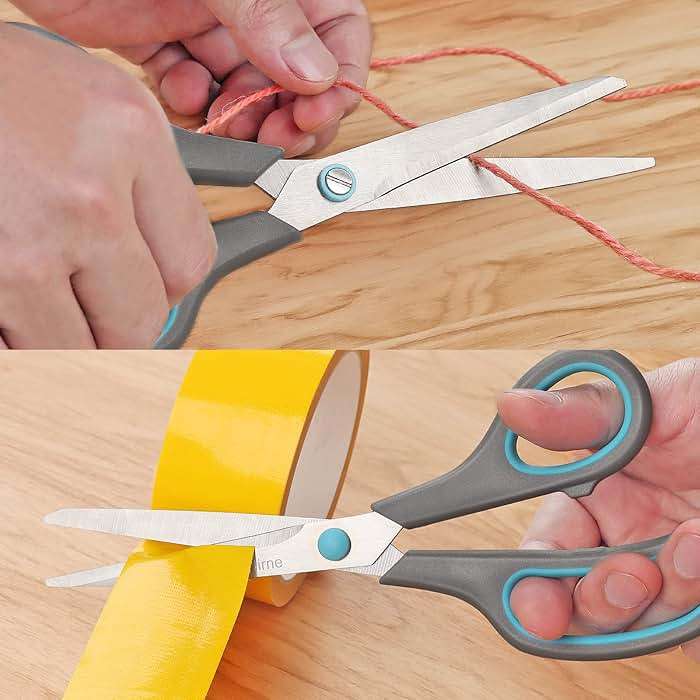 Asdirne 8.5" Scissors, Stainless Steel Blades, Soft Grip Handle, Suitable for Households,Offices and Schools, All Purpose, Blue/Grey - Image 6