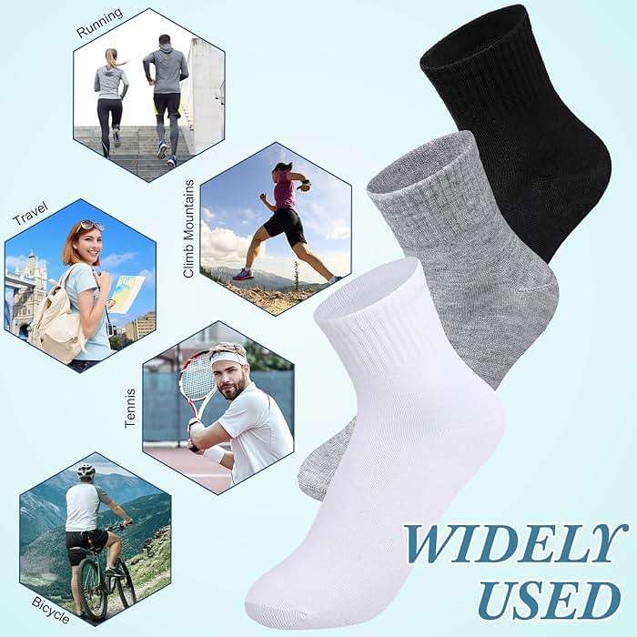 Tarpop 48 Pairs Men Women Quarter Ankle Socks Moisture Wicking Athletic Crew Casual Sports Bulk Socks for Homeless - Image 7