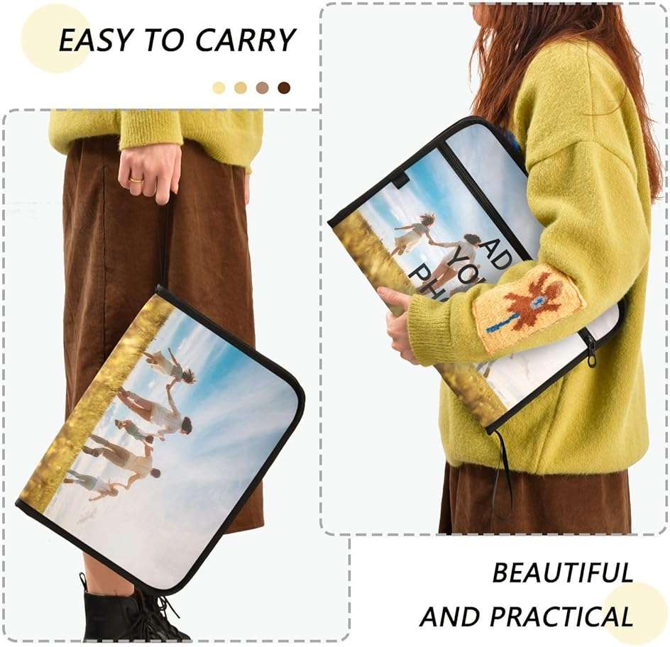 ZZKKO Custom Photo Personalized Black 13 Pockets Expanding File Folder with Sticky Labels Accordion File Folder Document Organizer Letter Size A4 Papers Expandable File Keeper - Image 4