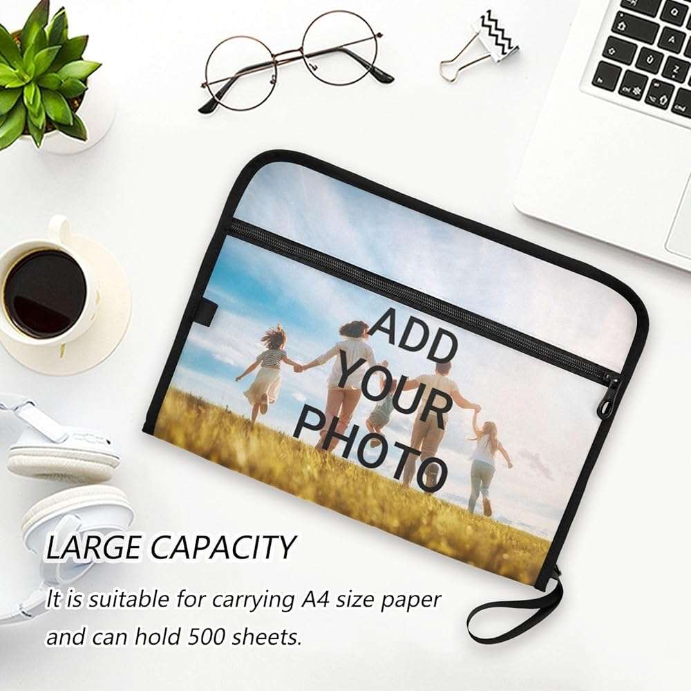 ZZKKO Custom Photo Personalized Black 13 Pockets Expanding File Folder with Sticky Labels Accordion File Folder Document Organizer Letter Size A4 Papers Expandable File Keeper - Image 6