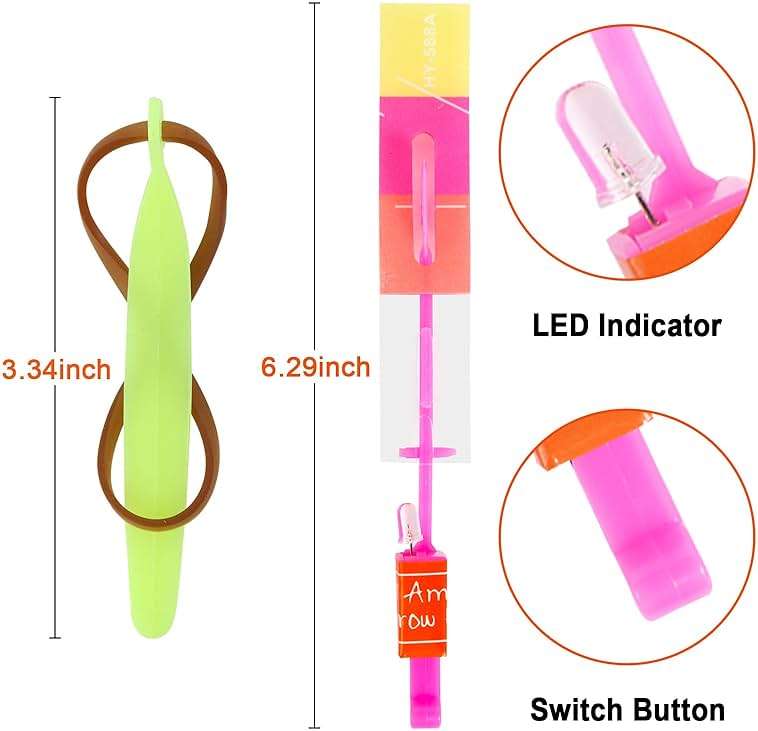 lpvoqpth 25 Sets LED Flying Set, 25 Slingshot+25 Glow Helicopter-50 Pcs, Flying Toy Outdoor Toys Glow in The Dark Party Supplies Party Favors for Kids 8-12,4-8 - Image 2