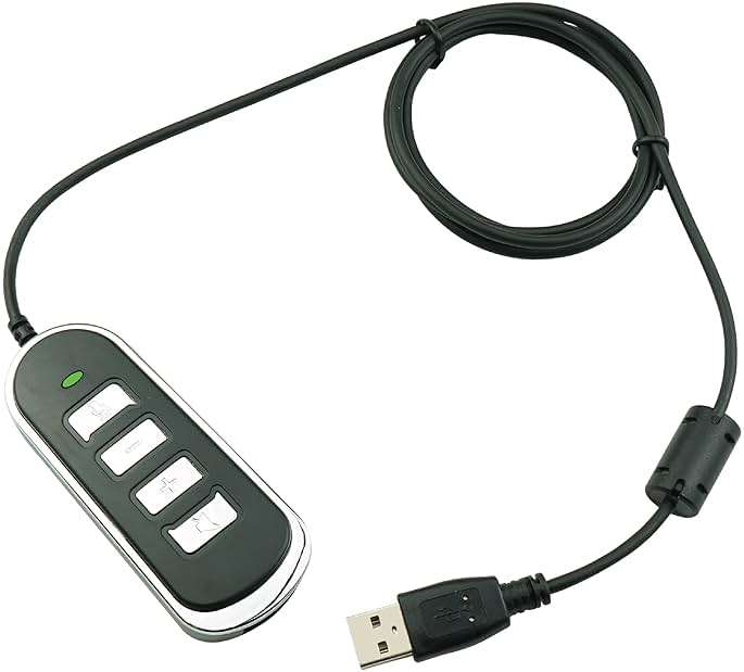 Adapter RJ9 Headset Desk Phone Connect To Coputer PC Laptop Mac Tablet Window Sofphones Devices Compatible With Plantronic Jabra Sennheiser Wireless DECT Headset With Inline Volume/Mute Control Button - Image 1