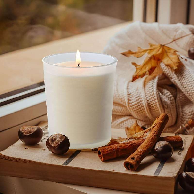 SHOWIN Thick Candle Jars for Making Candles 16 Pcs, 7 OZ Empty Jars with Wood Lids for Candle Making, Sample Container, Frosted White - Image 3