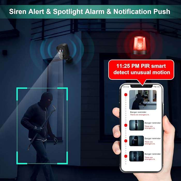 Security Cameras Wireless Outdoor, 2K Battery Powered AI Motion Detection Spotlight Siren Alarm WiFi Surveillance Indoor Home Camera, Color Night Vision, 2-Way Talk, Waterproof, Cloud/SD Storage - Image 4