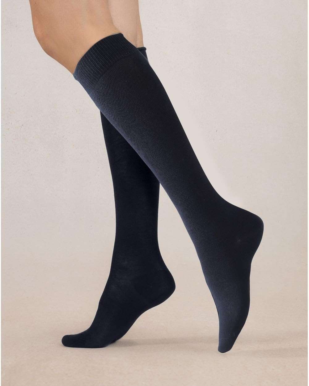 COTTON DAY Women's Soft Combed Cotton Knee High Long Calf Dress Socks Seamless Toe Black White Gray Navy Blue Brown 3 Pack - Image 3