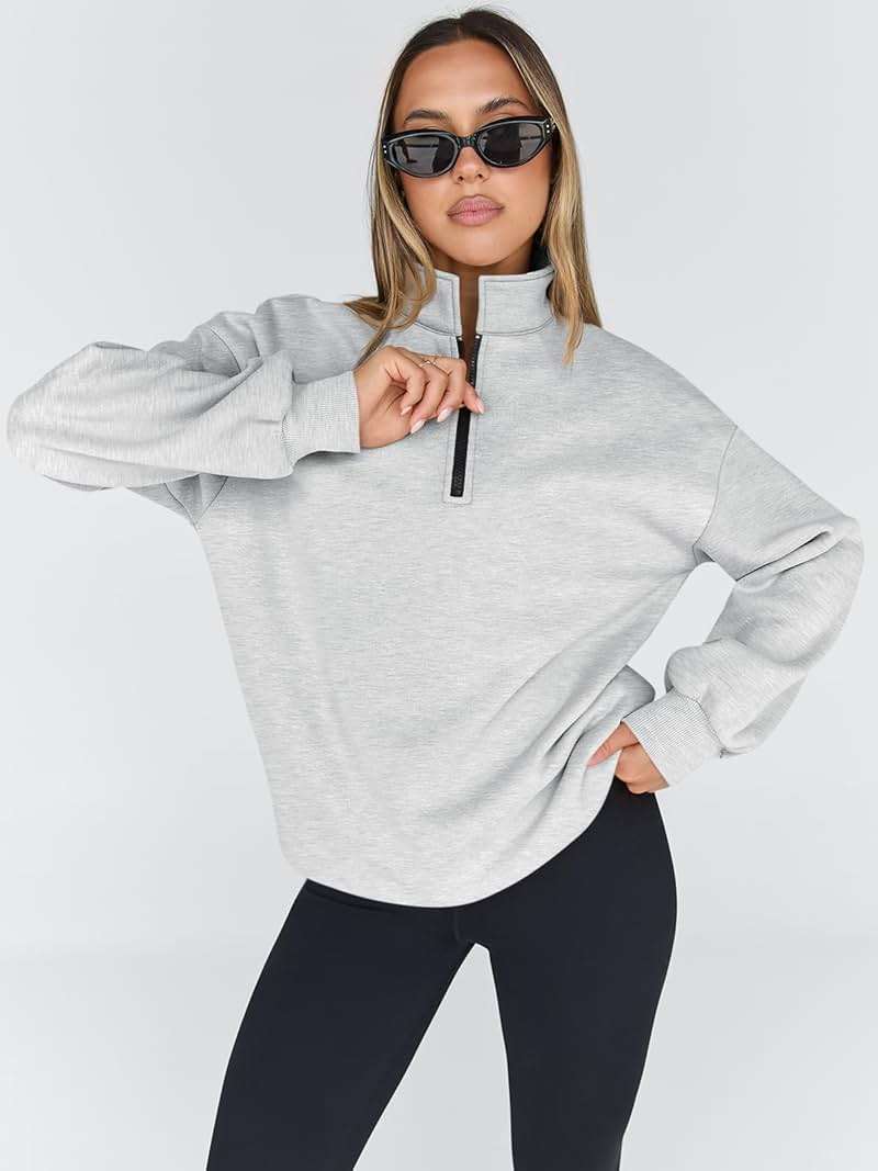 Trendy Queen Women's Oversized Half Zip Fleece Sweatshirts-Cozy Pullover, Sweaters for Fall Winter - Image 2