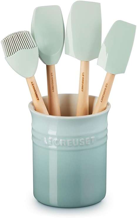 Le Creuset Silicone Craft Series Utensil Set with Stoneware Crock, 5 pc., Sea Salt - Image 1