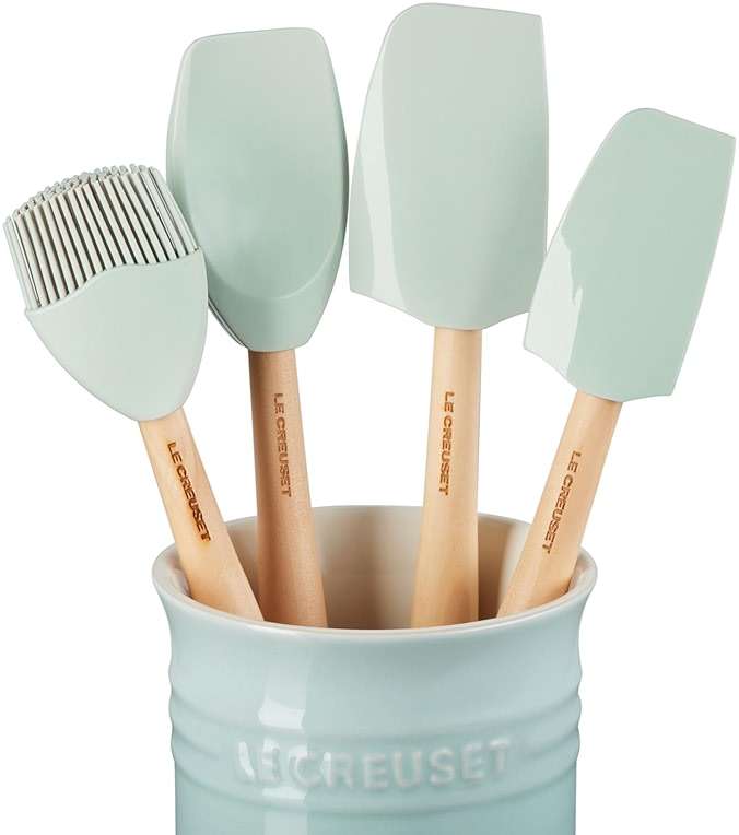 Le Creuset Silicone Craft Series Utensil Set with Stoneware Crock, 5 pc., Sea Salt - Image 3