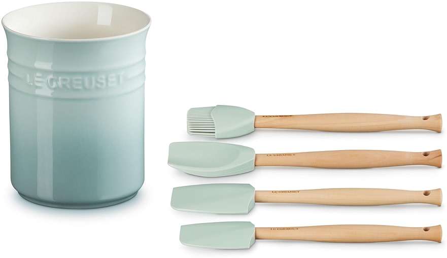 Le Creuset Silicone Craft Series Utensil Set with Stoneware Crock, 5 pc., Sea Salt - Image 4