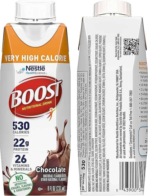 BOOST Very High Calorie Nutritional Drink Variety Pack, 12 Count – 4 Vanilla, 4 Chocolate, 4 Strawberry – 530 Calories per 8 fl oz Bottle, Nutrient-Rich (Variety Pack) - Image 3