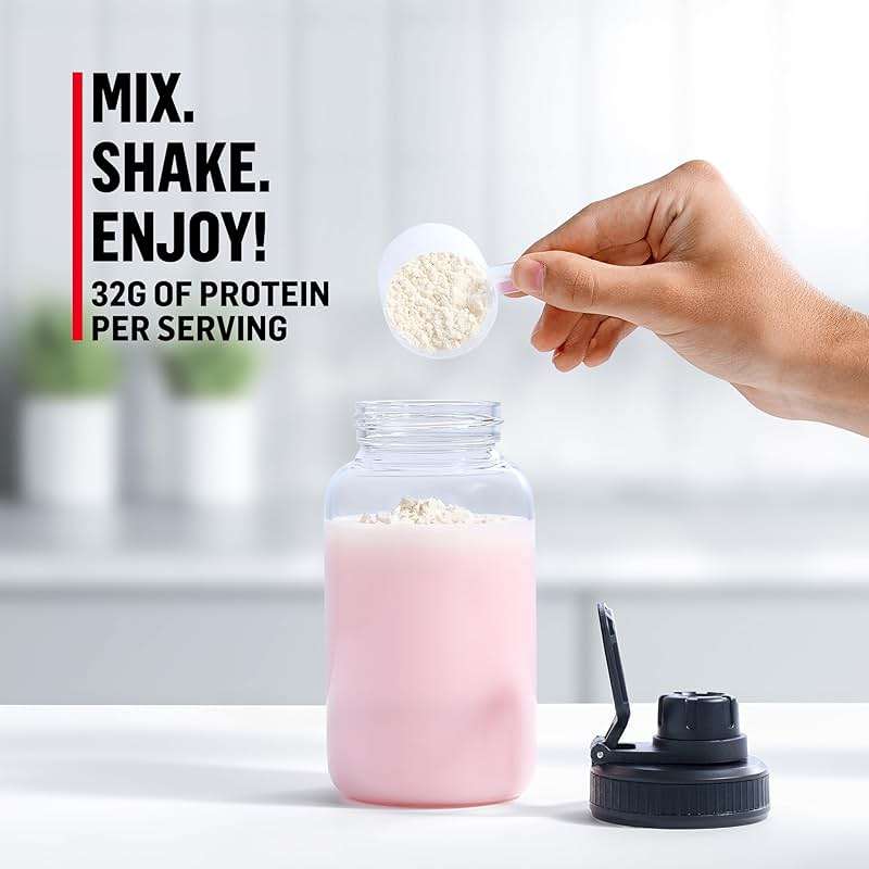 Muscle Milk Genuine Protein Powder, Strawberries ‘N Crème, 1.93 Pounds, 13 Servings, 32g Protein, 3g Sugar, Calcium, Vitamins A, C & D, NSF Certified for Sport, Energizing Snack, Packaging May Vary - Image 4