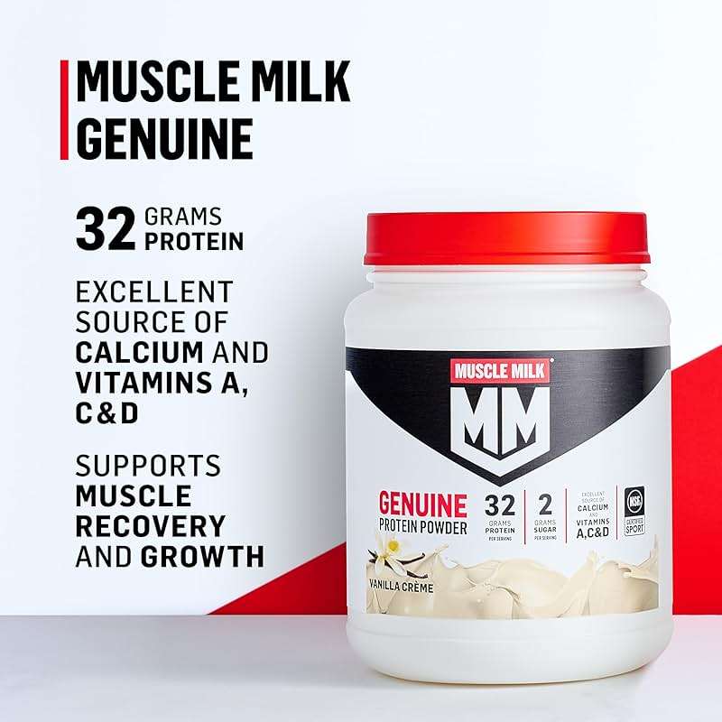 Muscle Milk Genuine Protein Powder, Chocolate, 1.93 Pounds, 13 Servings, 32g Protein, 2g Sugar, Calcium, Vitamins A, C & D, NSF Certified for Sport, Energizing Snack, Packaging May Vary - Image 5