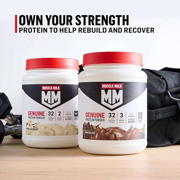Muscle Milk Genuine Protein Powder, Chocolate, 1.93 Pounds, 13 Servings, 32g Protein, 2g Sugar, Calcium, Vitamins A, C & D, NSF Certified for Sport, Energizing Snack, Packaging May Vary - Image 7