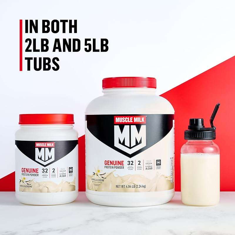 Muscle Milk Genuine Protein Powder, Chocolate, 1.93 Pounds, 13 Servings, 32g Protein, 2g Sugar, Calcium, Vitamins A, C & D, NSF Certified for Sport, Energizing Snack, Packaging May Vary - Image 8