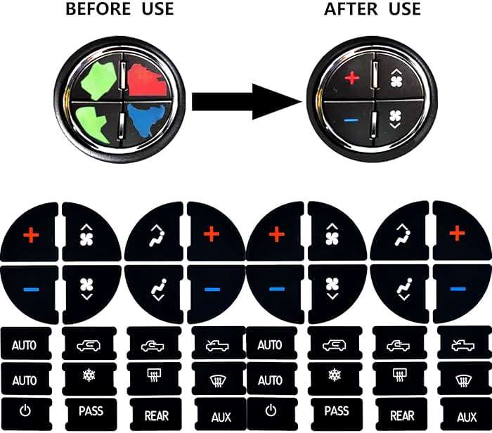 2 Packs AC Dash Button Repair Kit -Compatible with Chevy, Best for Fixing Ruined Faded A/C Control Buttons - Decal Replacement Fits Select 07-14 GM Vehicles - Car SUV Van Truck Accessories - Image 2