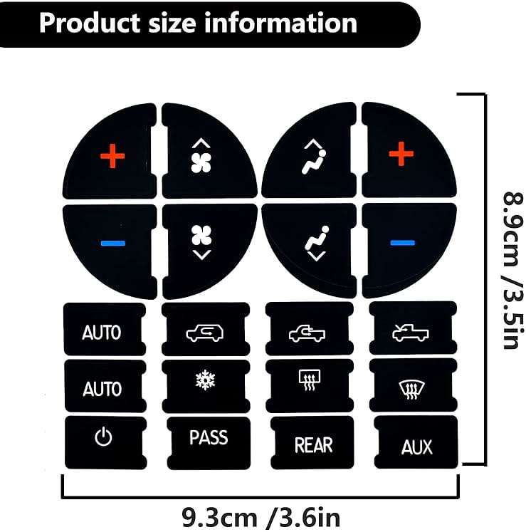2 Packs AC Dash Button Repair Kit -Compatible with Chevy, Best for Fixing Ruined Faded A/C Control Buttons - Decal Replacement Fits Select 07-14 GM Vehicles - Car SUV Van Truck Accessories - Image 4