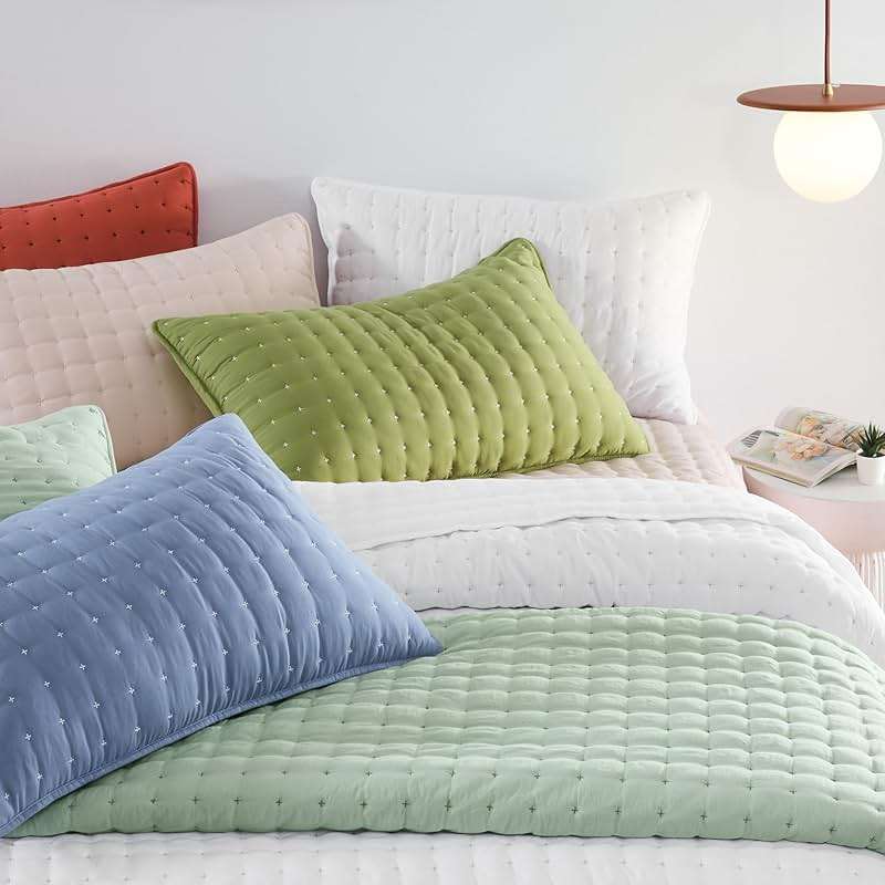 WDCOZY White Queen Size Quilt Bedding Sets with Pillow Shams, Lightweight Soft Bedspread Coverlet, Quilted Blanket Thin Comforter Bed Cover, All Season Summer Spring, 3 Pieces, 90x90 inches - Image 7