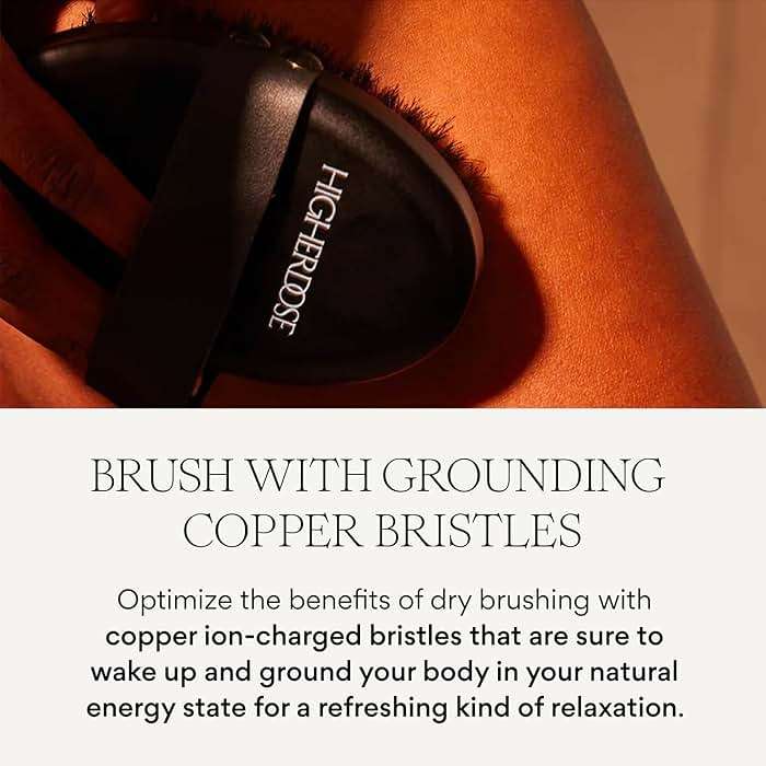 HigherDOSE Copper Dry Brushing Body Brush - Daily Ion-Charged Dry Brush to Boost Lymphatic Drainage - Cellulite Massage Tool & Exfoliating Body Scrubber to Boost Circulation for Glowing Skin (1 Count) - Image 3