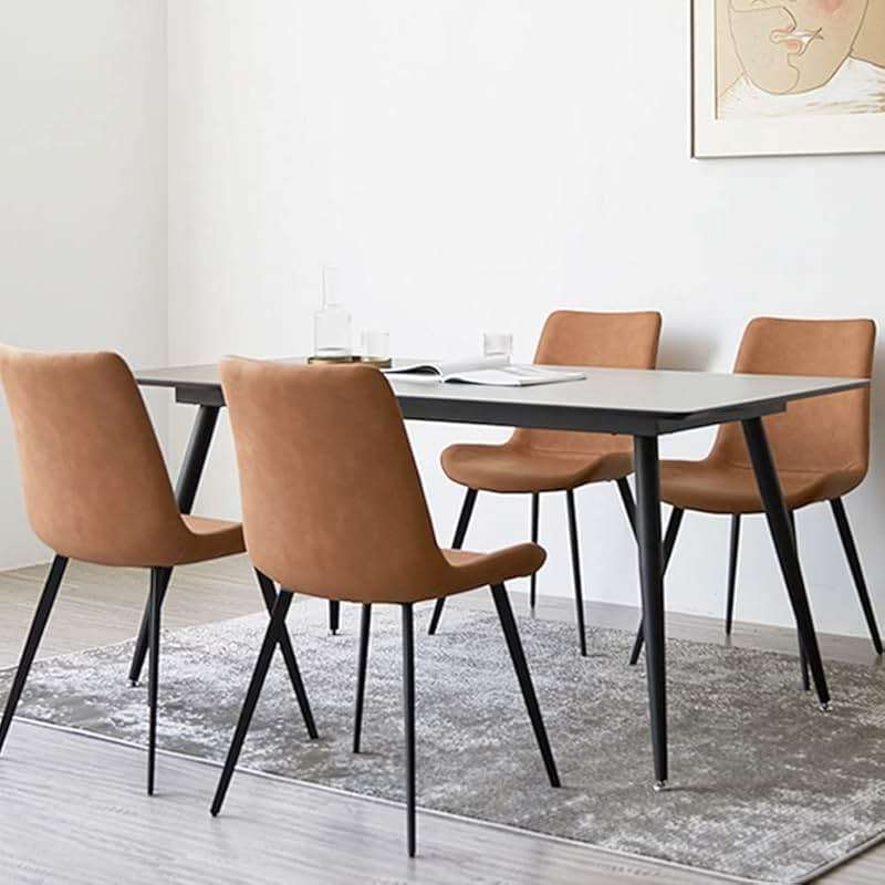 HIPIHOM Dining Chairs Set of 4, Modern Kitchen & Dining Room Chairs, Upholstered Faux Leather Cushion Seat and Sturdy Metal Legs (4 Brown Chairs) - Image 2