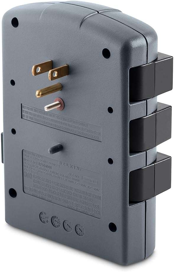 Belkin 6-Outlet Pivot-Plug Surge Protector w/ Wall Mount - Ideal for Mobile Devices, Personal Electronics, Small Appliances and More (1,080 Joules) - 5 Pack - Image 3