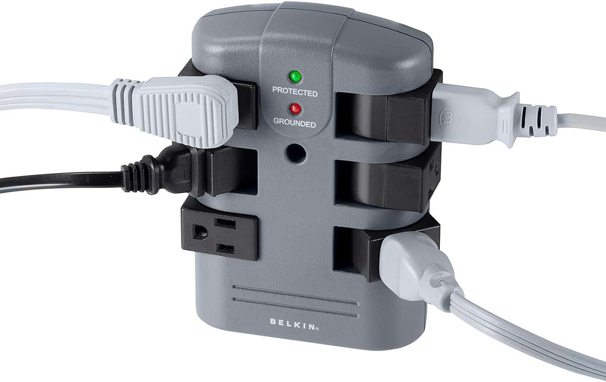 Belkin 6-Outlet Pivot-Plug Surge Protector w/ Wall Mount - Ideal for Mobile Devices, Personal Electronics, Small Appliances and More (1,080 Joules) - 5 Pack - Image 4