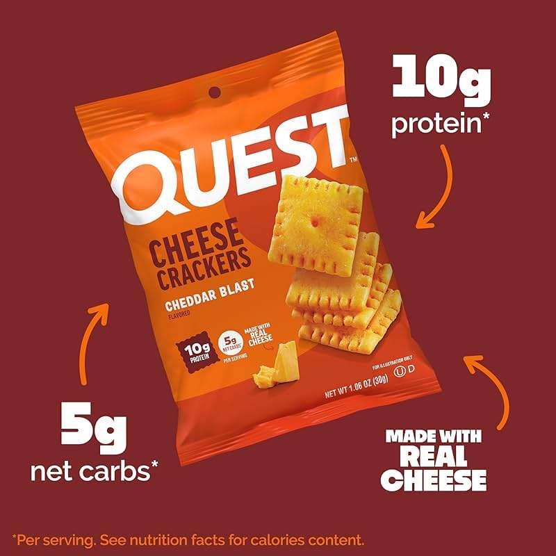 Quest Nutrition Cheese Crackers, 10g Protein, 5g Net Carbs, Made with Real Cheese, High Protein Snack, 12 Packs (1.06 oz Bags) - Image 4