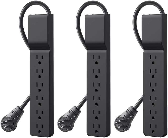 Belkin Power Strip Surge Protector with 6 AC Multiple Outlets - Flat Rotating Plug, 6 ft Long Heavy-Duty Extension Cord for Home, Office, Travel, Computer Desktop & Charging Brick (600 Joules) 3PK - Image 1