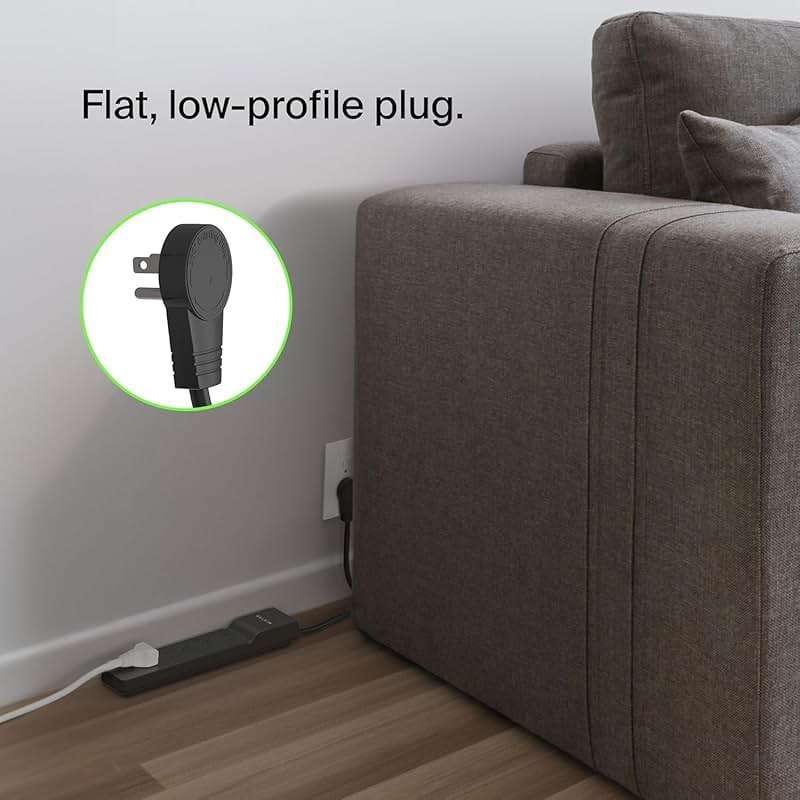 Belkin Power Strip Surge Protector with 6 AC Multiple Outlets - Flat Rotating Plug, 6 ft Long Heavy-Duty Extension Cord for Home, Office, Travel, Computer Desktop & Charging Brick (600 Joules) 3PK - Image 4