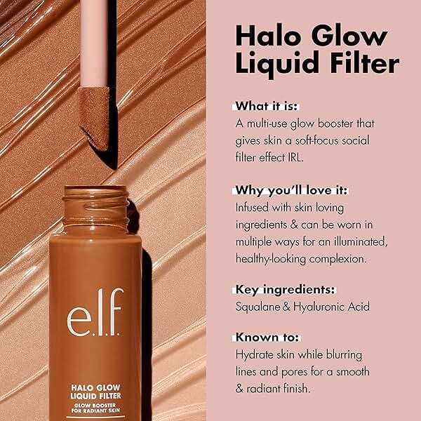 e.l.f. Halo Glow Liquid Filter, Complexion Booster For A Glowing, Soft-Focus Look, Infused With Hyaluronic Acid, Vegan & Cruelty-Free, 8 Rich - Image 4