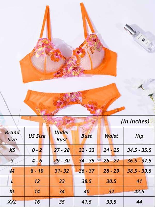 Kaei&Shi Floral Embroidered Garter Belt Set,Sheer Lingerie Sets for Women Sexy,Wedding Night Valentines Boudoir Outfits - Image 7