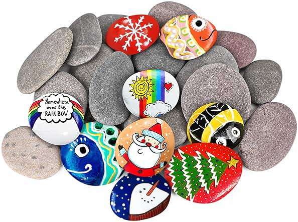 River Rocks for Painting 25 Pcs Large 2-3 Inch Flat Smooth Painting Stones Craft Rock to Paint for Kids Crafts Painting Bulk - Image 1