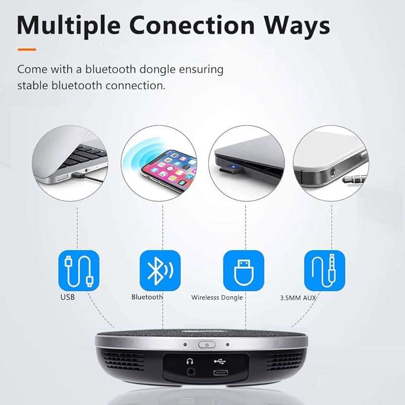 TONGVEO All-in-One Conference Room Video Camera System Al Auto-Tracking HD1080P 60fps 3X Optical Zoom USB3.0 HDMI PTZ Camera and Bluetooth Conference Speakerphone with Microphones - Image 3