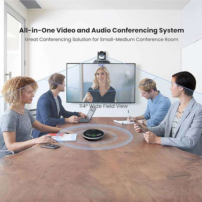 TONGVEO All-in-One Conference Room Video Camera System Al Auto-Tracking HD1080P 60fps 3X Optical Zoom USB3.0 HDMI PTZ Camera and Bluetooth Conference Speakerphone with Microphones - Image 5
